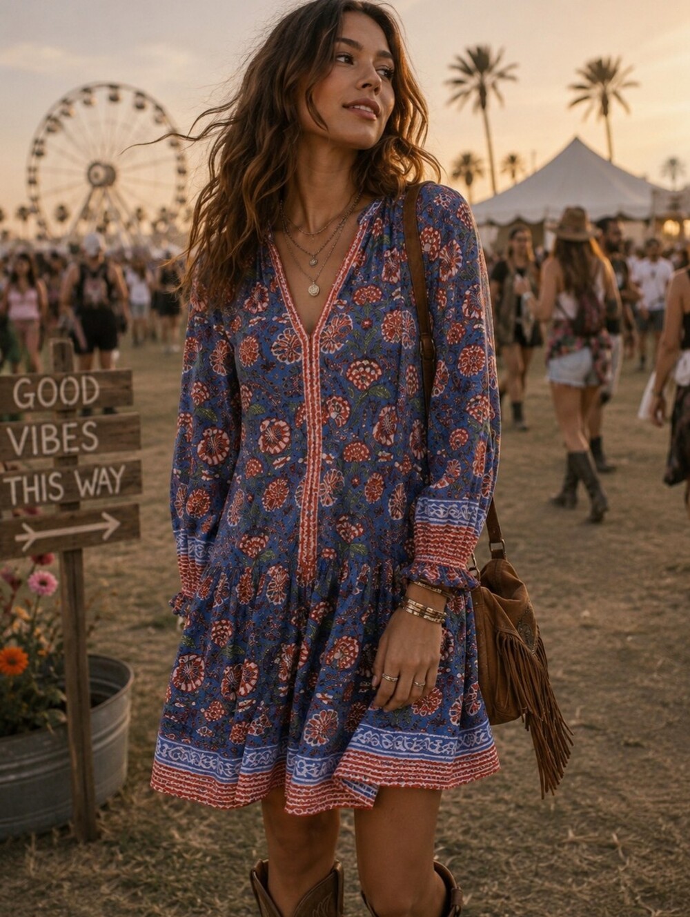 Velvet by Graham & Spencer Juliette printed boho mini dress SZ M